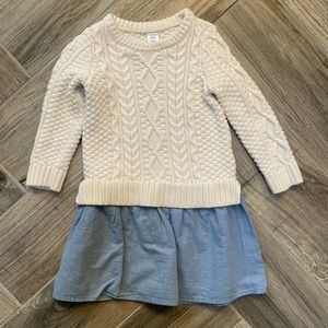Baby GAP Dress Sweater Top & Blue Chambray Skirt